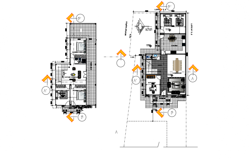 Single family house two floor distribution cad drawing details dwg file