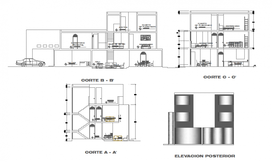 Single family housing block drawing in dwg file.