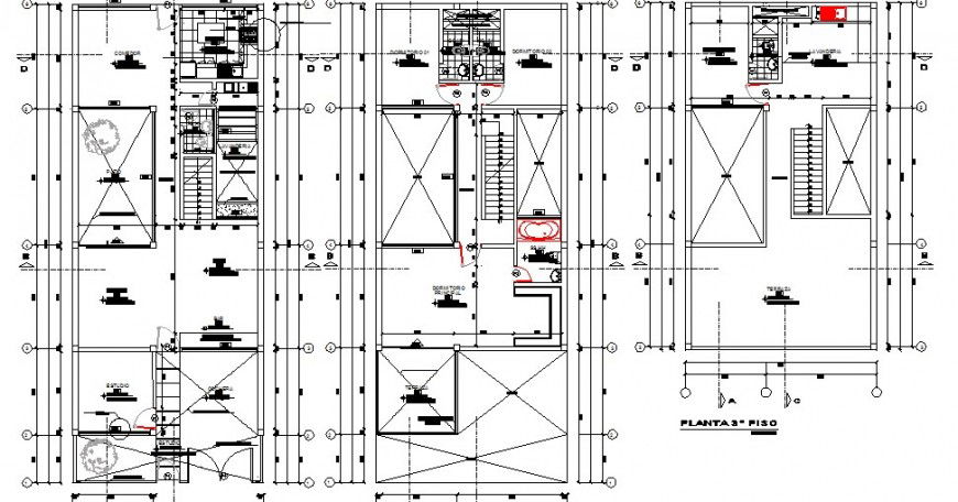 Single family housing floors distribution plan cad drawing details dwg file