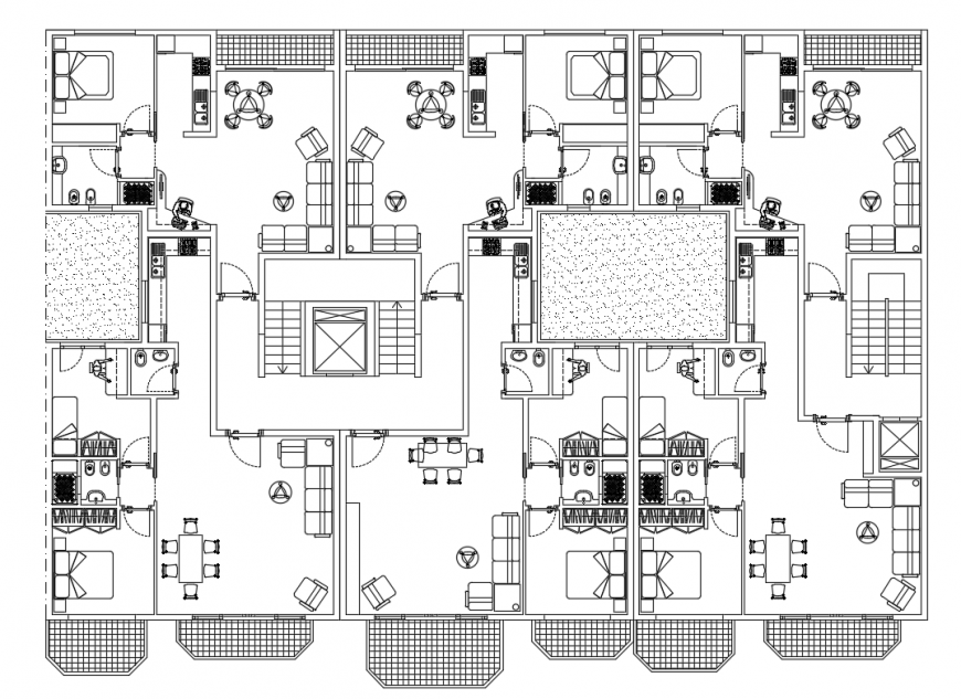 Single family housing floors distribution plan details dwg file