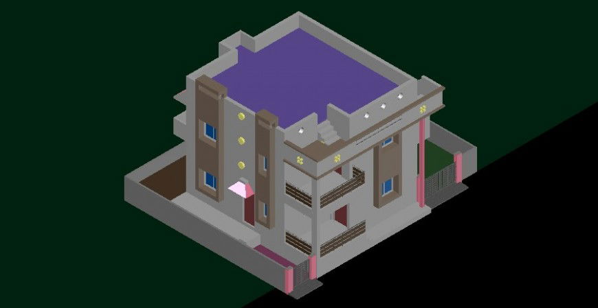 Single family modern house 3d model cad drawing details dwg file