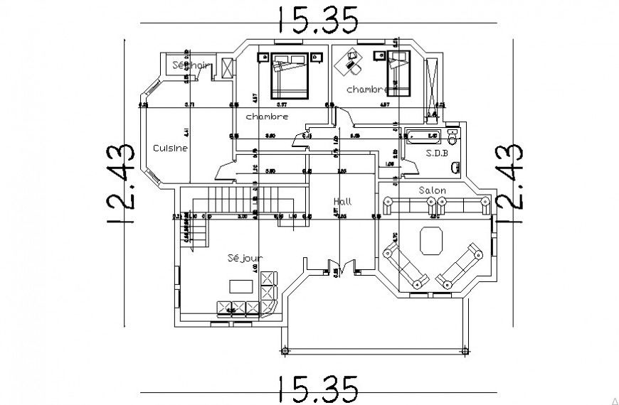 single family residence layout plan dwg file