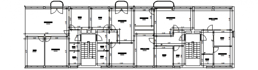 Single floor distribution plan drawing details for apartment building dwg file