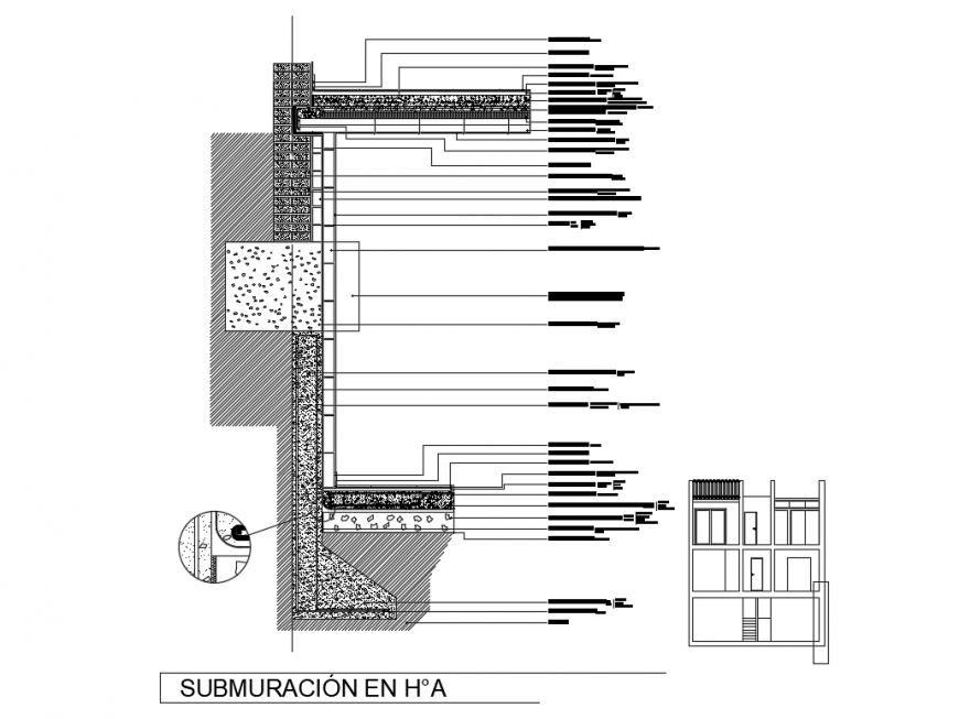 Single flooring house facade constructive sectional details dwg file