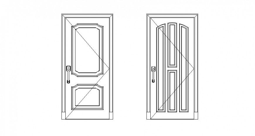 Single frame door blocks detail elevation in autocad