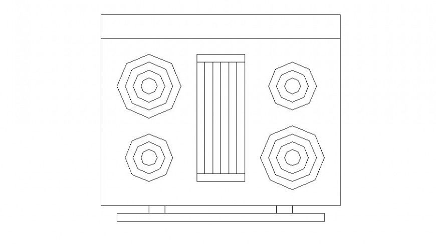 Single gas stove top view elevation cad block details dwg file