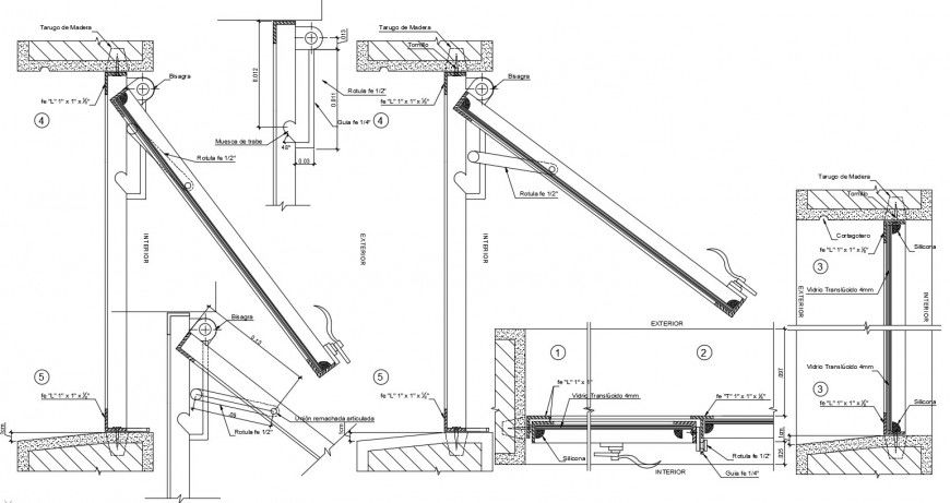 Single house window elevation and installation drawing details dwg file