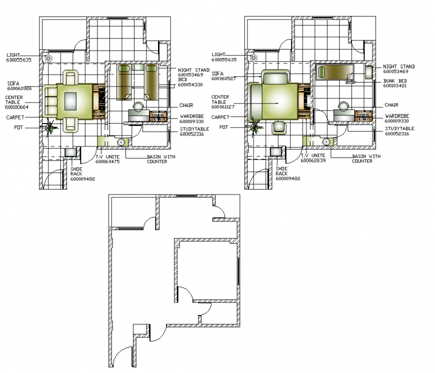Single housing building structure layout plan in autocad format