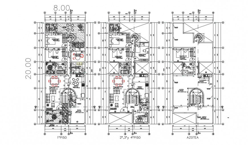 Single housing project elevation autocad file