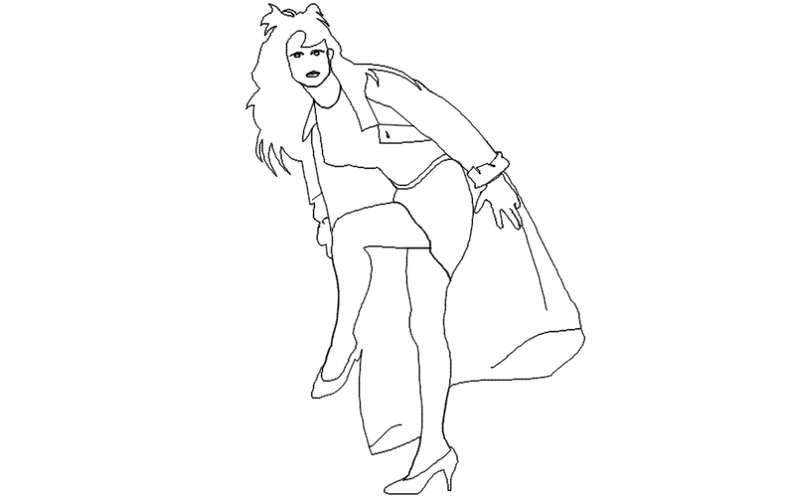 Single lady adjusting heel elevation block cad drawing details dwg file