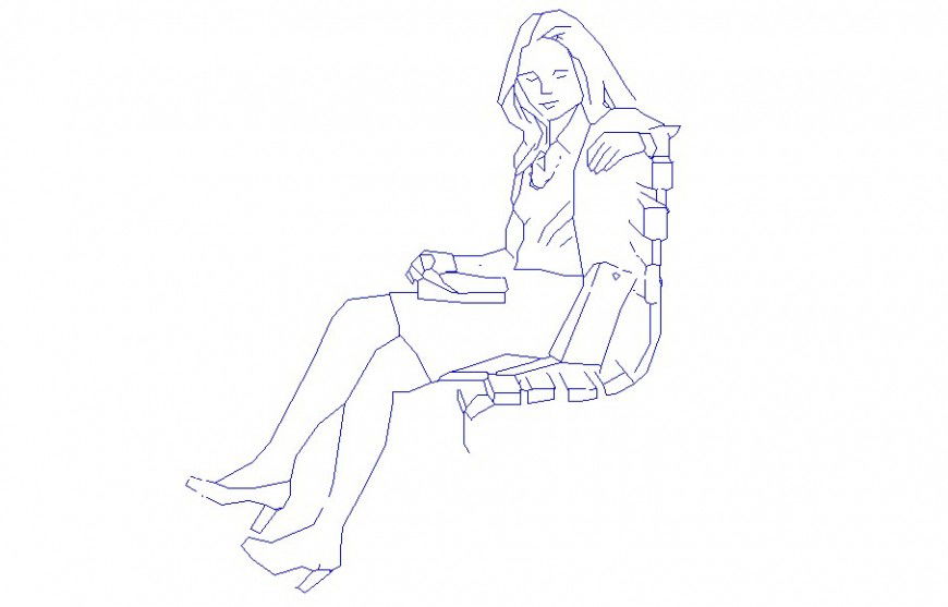 Single lady elevation 2d block cad drawing details dwg file