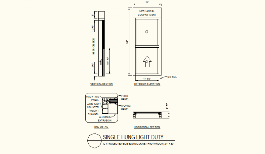 Single light hung pole detail plan autocad file