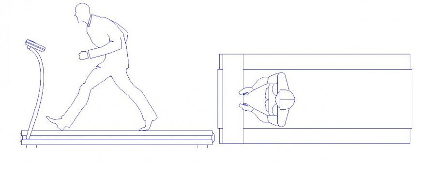 Single man doing exercise 2d elevation block cad drawing details dwg file