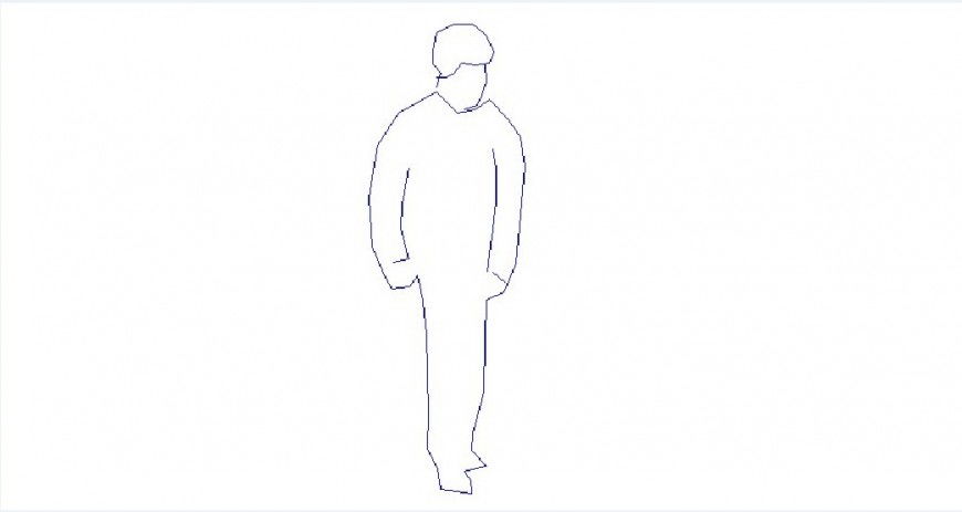Single man figure 2d elevation block drawing details dwg file
