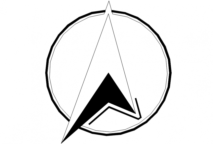 Single north side direction block cad drawing details dwg file