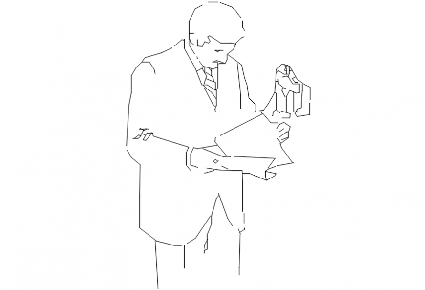 Single office employee elevation block drawing details dwg file