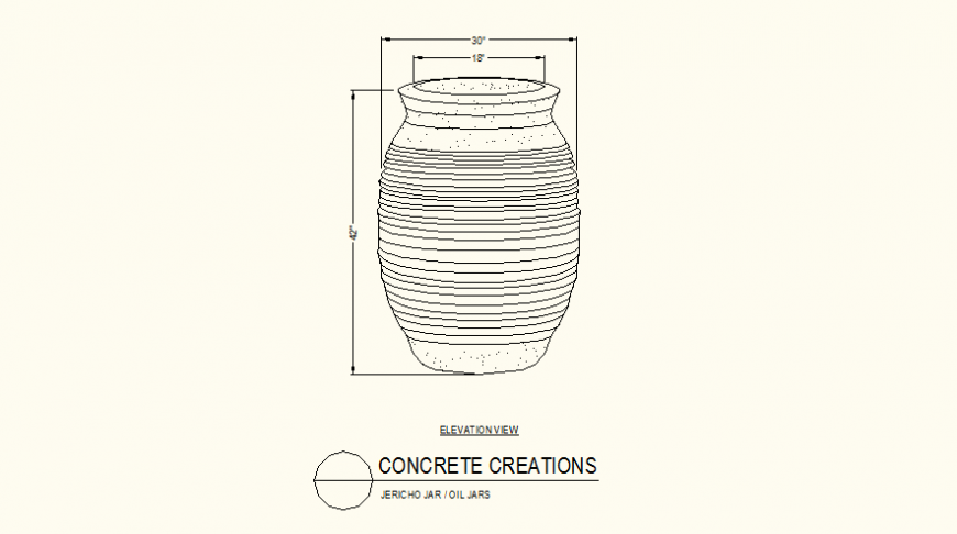 Single oil jar pot detail plan dwg file