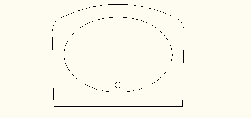 Single oval shape sink detail elevation and plan autocad file