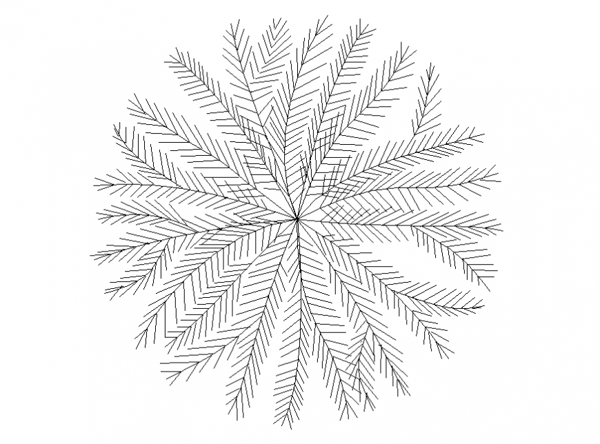 Single palm tree top view elevation block cad drawing details dwg file