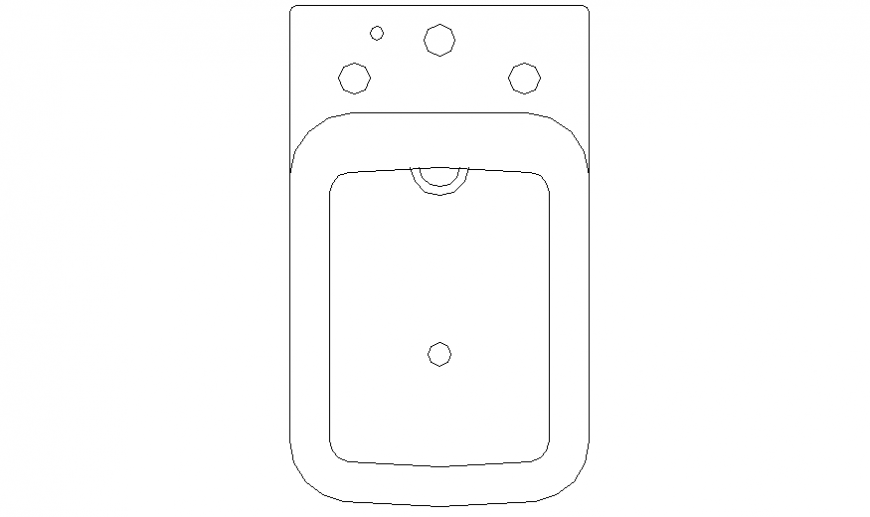 single piece toilet detail plan drawing in dwg file.