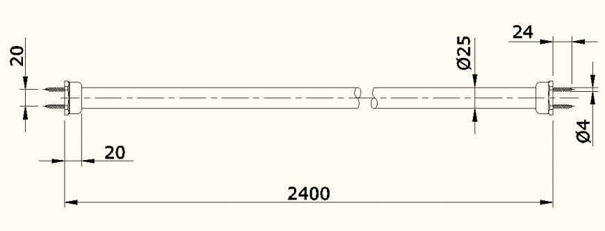 Single pipe detail elevation dwg file