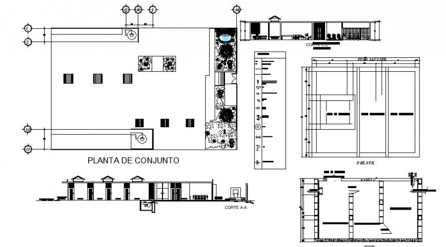 Single pipe line view plan elevation and section in auto cad