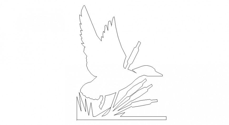Single ready to fly bird elevation block cad drawing details dwg file