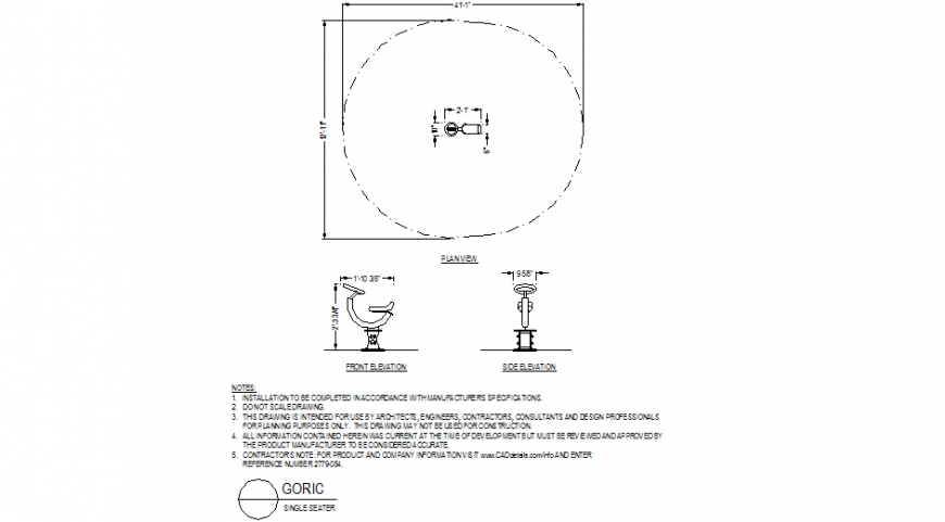 Single seated ramp elevation detail dwg file