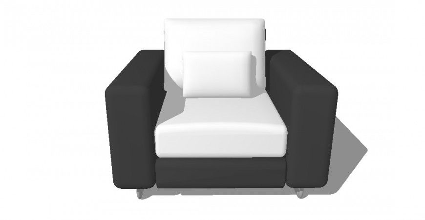 Single seater sofa-chair detail 3d model furniture block sketch-up file