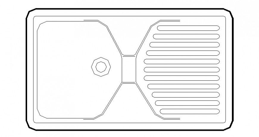Single sink drawings among the kitchen automation units 2d view autcad file