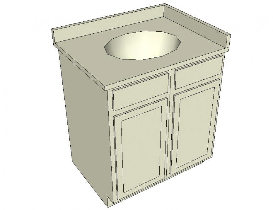 Single sink with storage of bathroom furniture design model