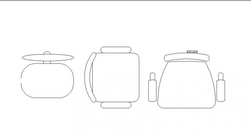 Single small chair all elevation cad block details dwg file