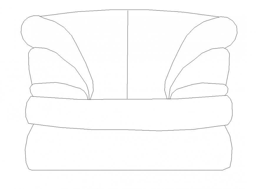Single sofa seat detail CAD blocks 2d view elevation autocad file