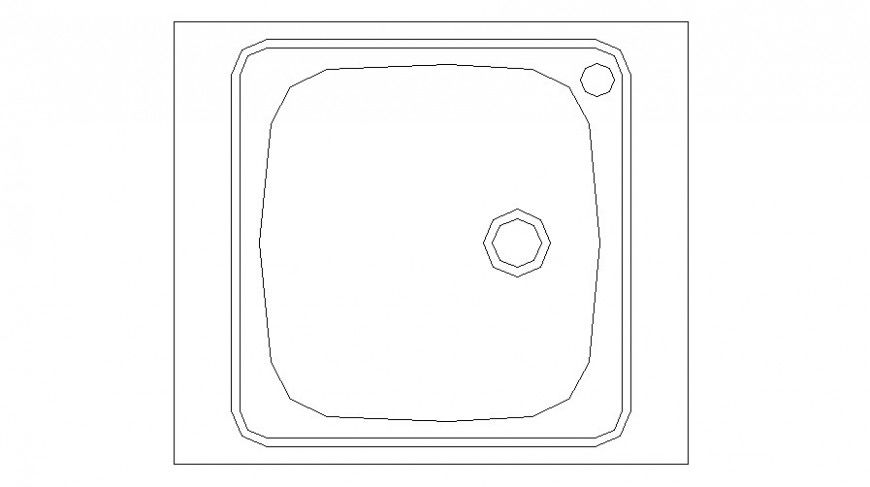 Single square shape sink drawings details of kitchen automation blocks dwg file