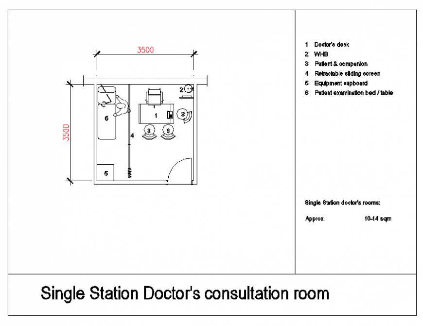 Doctor Consulting Room Furniture Layout and Block Details in CAD File