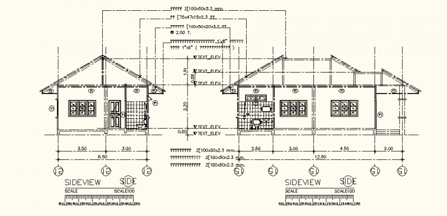 Single storey house elevation detail drawing in dwg AutoCAD file.