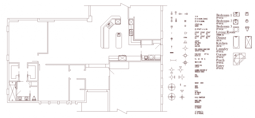 Single storey house with wall structure drawing in dwg AutoCAD file.