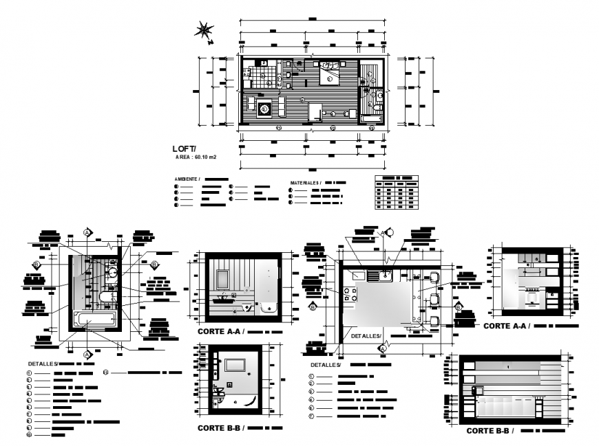 Single storey housing structure detail plan layout 2d view dwg file