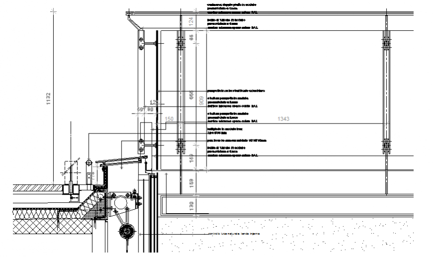 Single story building constructive section cad drawing details dwg file