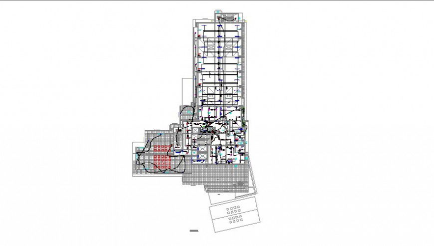 Single story building plan and electrical installation 2d view layout file in dwg format