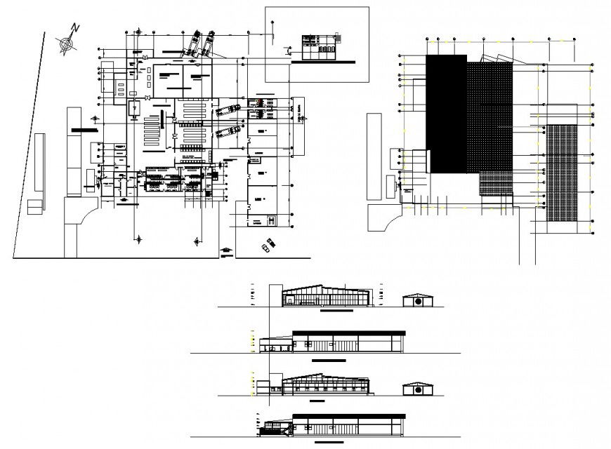 Single story building structure detail 2d view layout file in autocad format