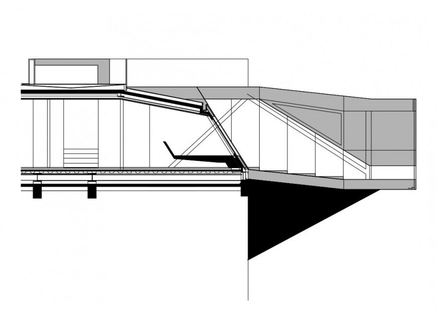 Single story house main sectional details dwg file