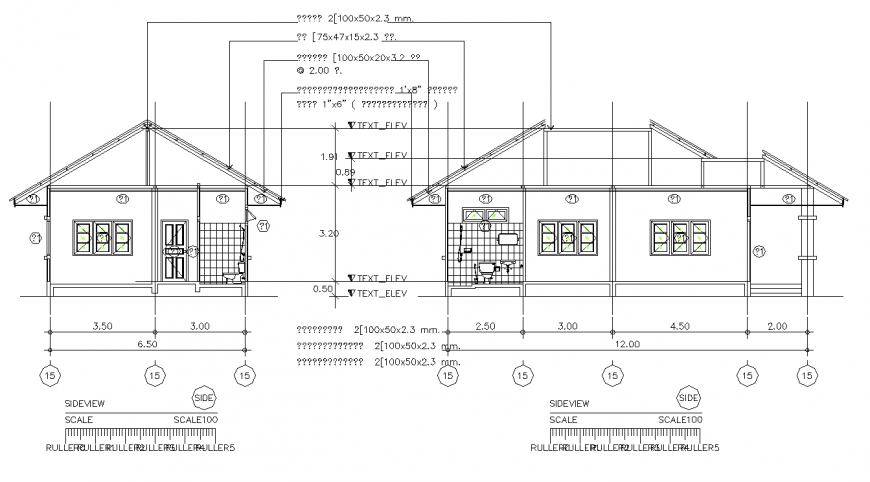 Single story house of family in dwg file.