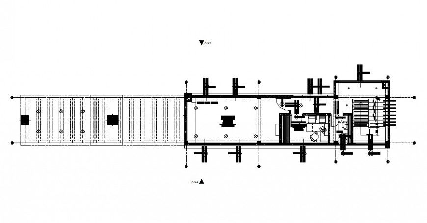 Single story office building work plan autocad file