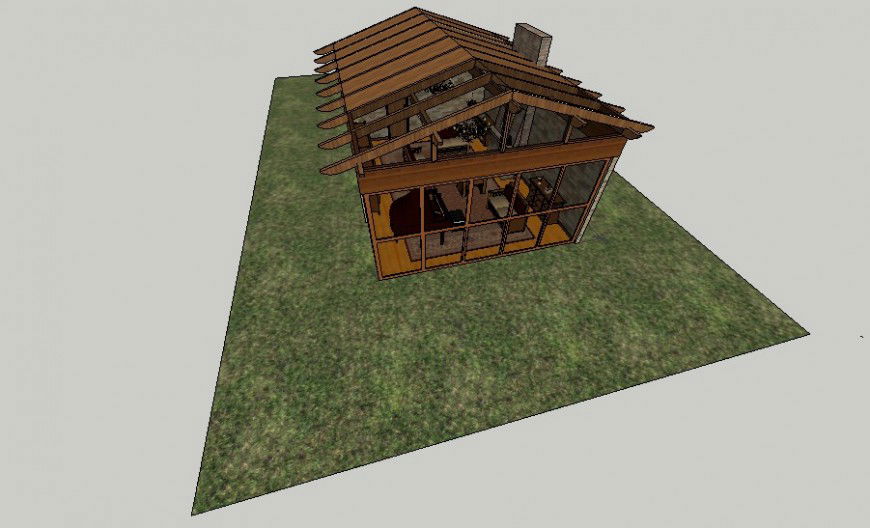 Single story residential house drawings details in sketch-up software