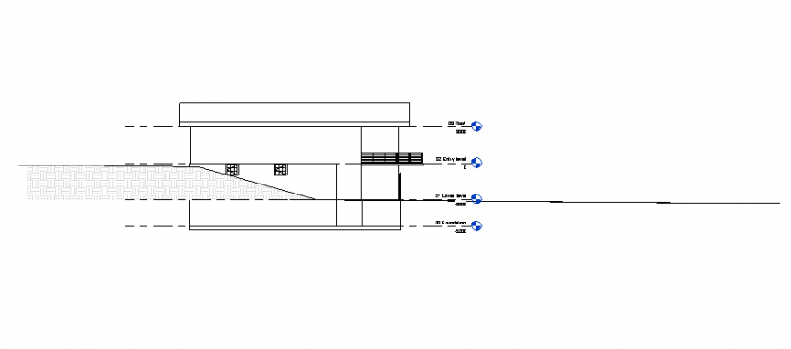 Single story small house facade elevation cad drawing details dwg file