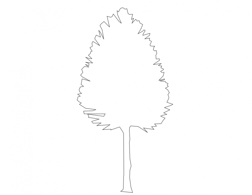 Single tree elevation block cad drawing details dwg file