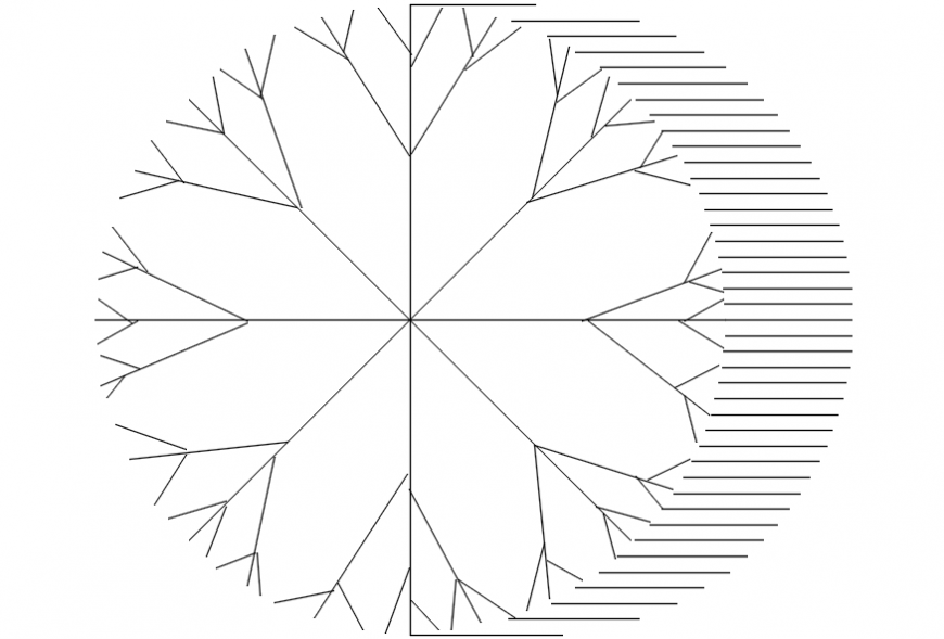Single tree plant with shade 2d drawing details dwg file