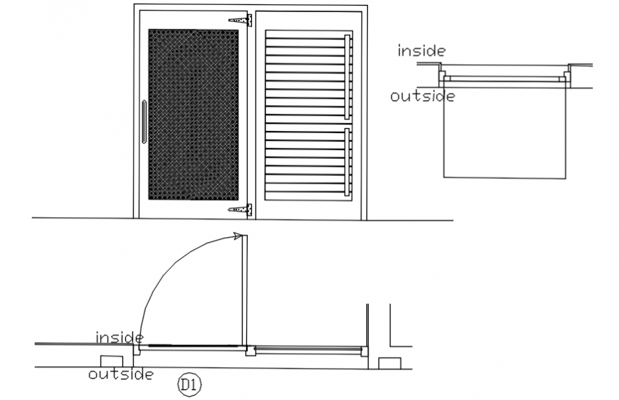 Single window elevation and installation details dwg file