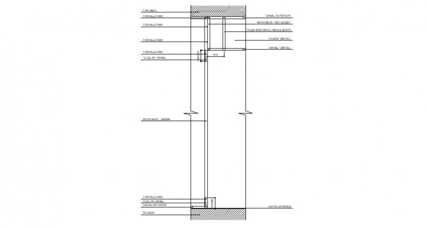 Single window frame structure drawing details dwg file